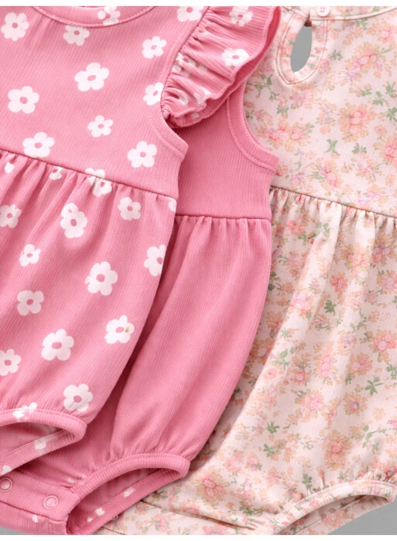 Victor And Jane Pack Of 3 Baby Girls Floral Sleeveless Romper – Pack of 3 (Soft Pink & Neutral Tones) for Women | Best Price UAE